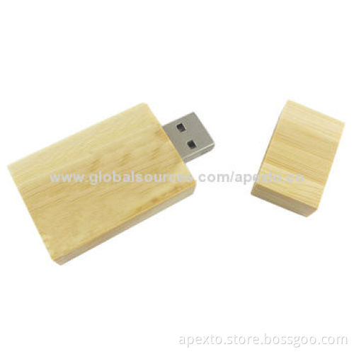 Wood Square USB Stick with 16GB Storage Capacity, Supports Password Protection and Bootable Function